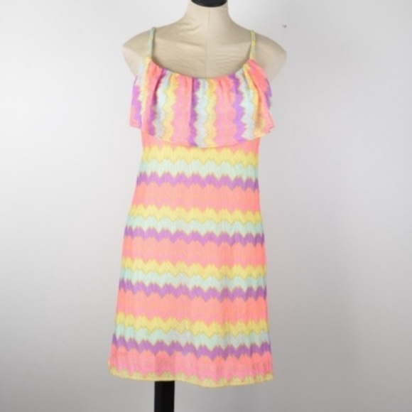 Lilly Pulitzer Laya Ruffle Neon Striped Mini Dress S - Picture 2 of 4